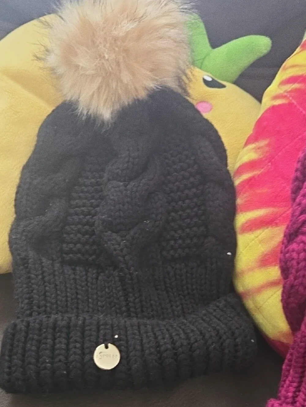 Express Gray Beanie with Rhinestone Accents